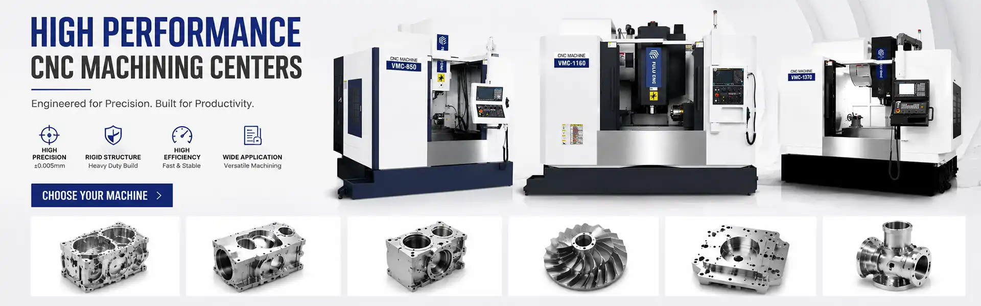 vertical machining center for precision metal milling